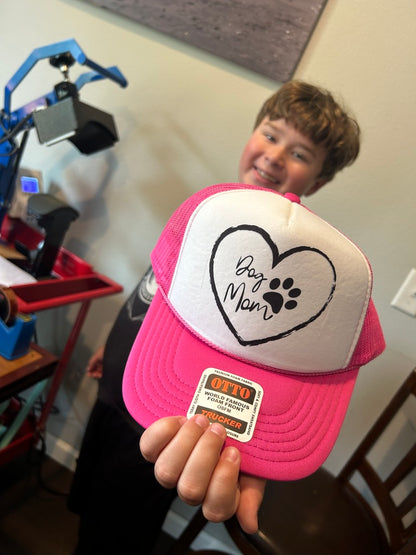 Dog Mom Heart Trucker Hat