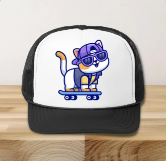 Skater Cat Trucker Hat